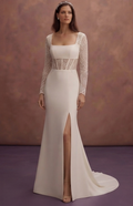 Crepe Fit and Flare Wedding Dresses with Modern Appeal
