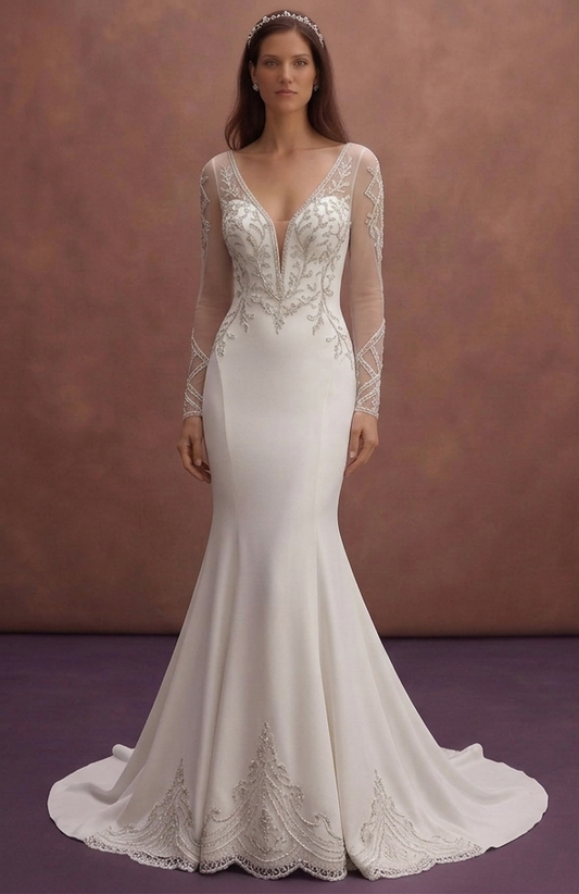 Crepe Mermaid Wedding Dresses with Sleek Silhouettes