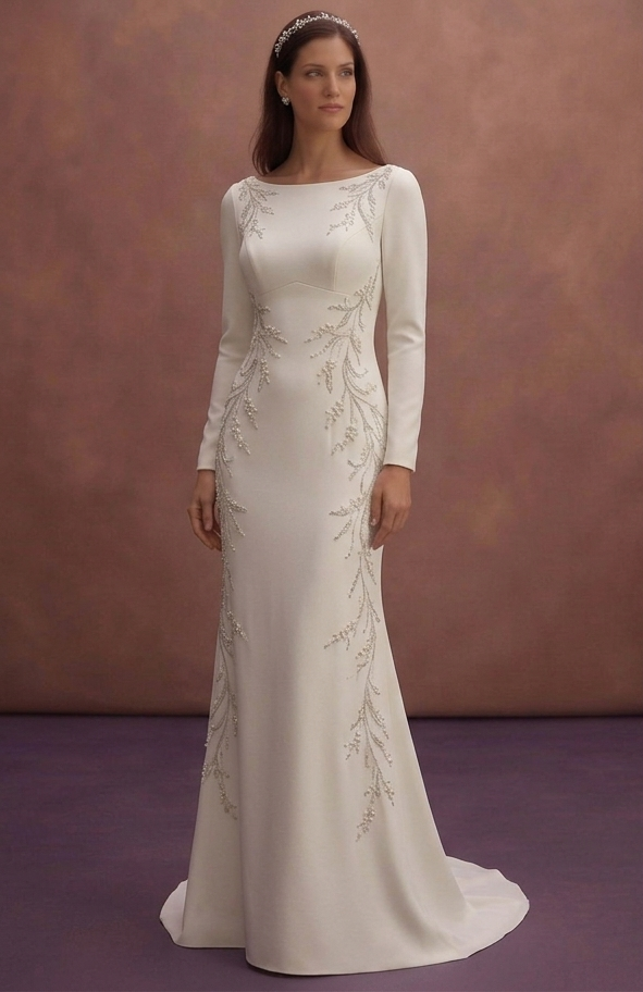 Crepe Sheath Wedding Dresses with Chic Simplicity