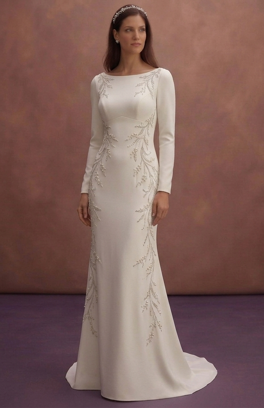Crepe Sheath Wedding Dresses with Chic Simplicity
