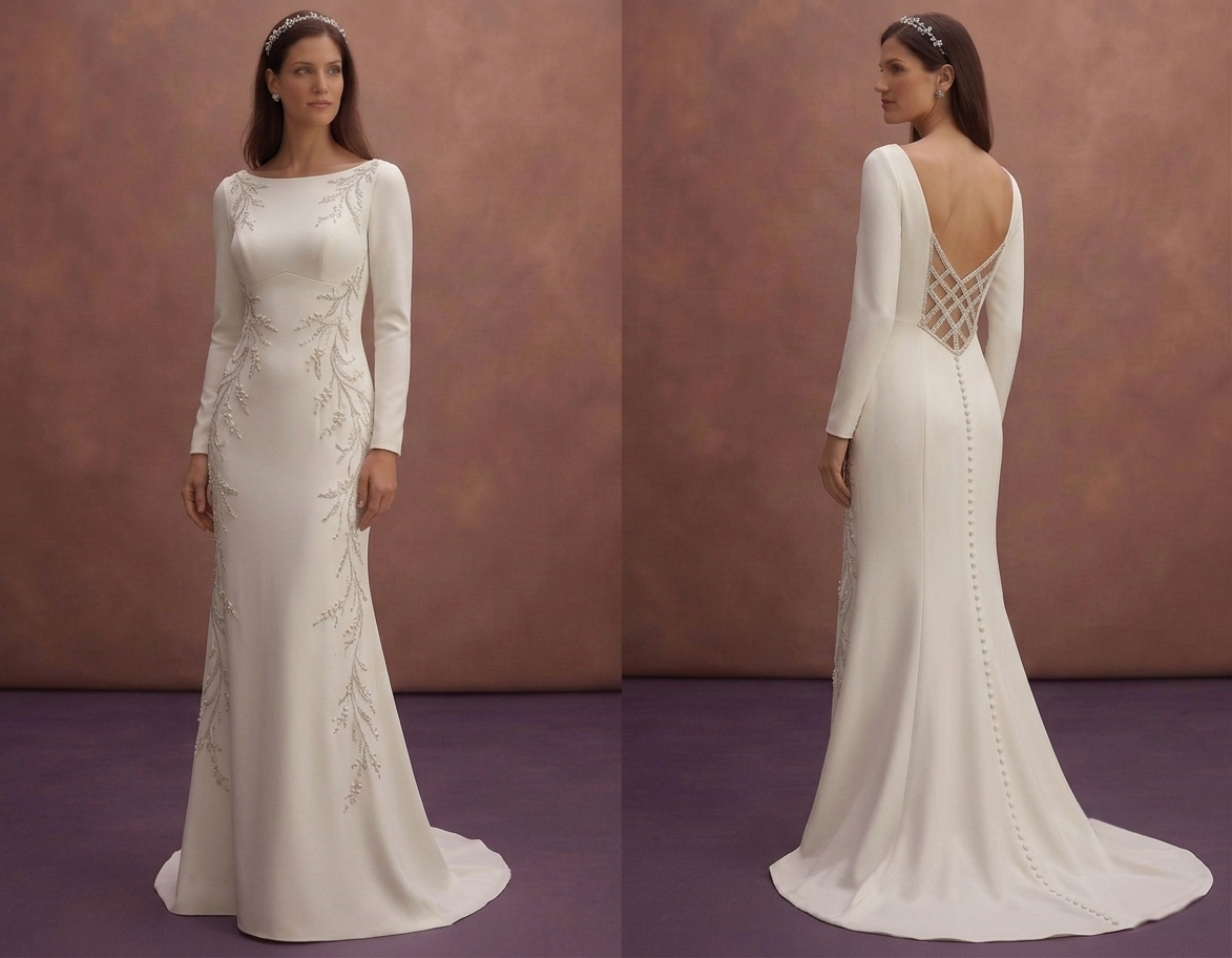Crepe Sheath Wedding Dresses with Chic Simplicity