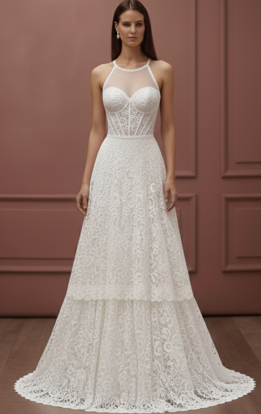 Crochet Wedding Dress Handcrafted Long Boho Beach Gown