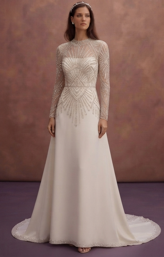 Crystal Beaded Wedding Dresses with Elegant Sparkle