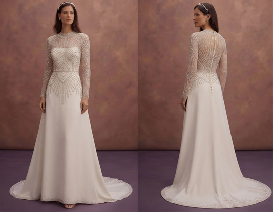 Crystal Beaded Wedding Dresses with Elegant Sparkle