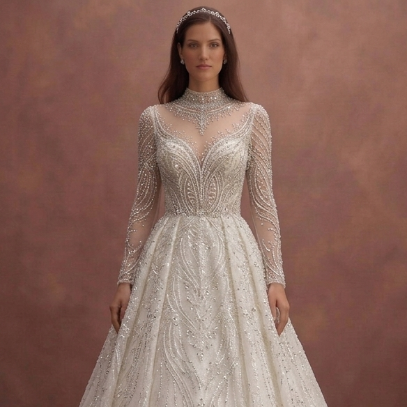 Crystal Embellished Wedding Dresses with Elegant Shine