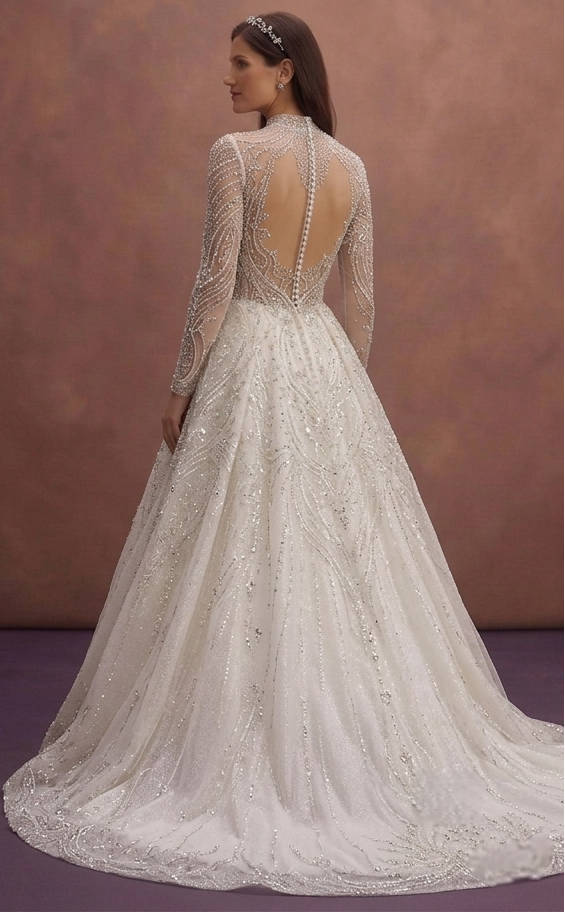 Crystal Embellished Wedding Dresses with Elegant Shine