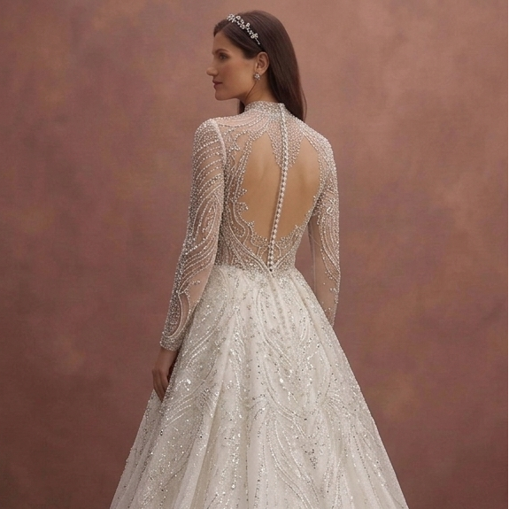 Crystal Embellished Wedding Dresses with Elegant Shine