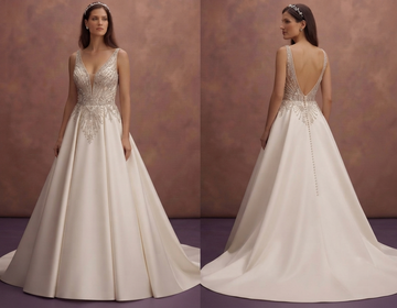 Crystal Embroidered Satin Wedding Dresses with Luxury Finish
