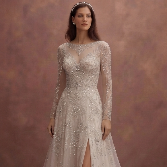 Crystal Embroidered Wedding Dresses with Luxury Sparkle