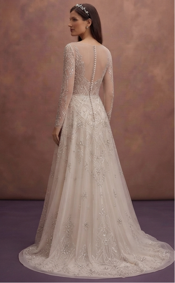 Crystal Embroidered Wedding Dresses with Luxury Sparkle