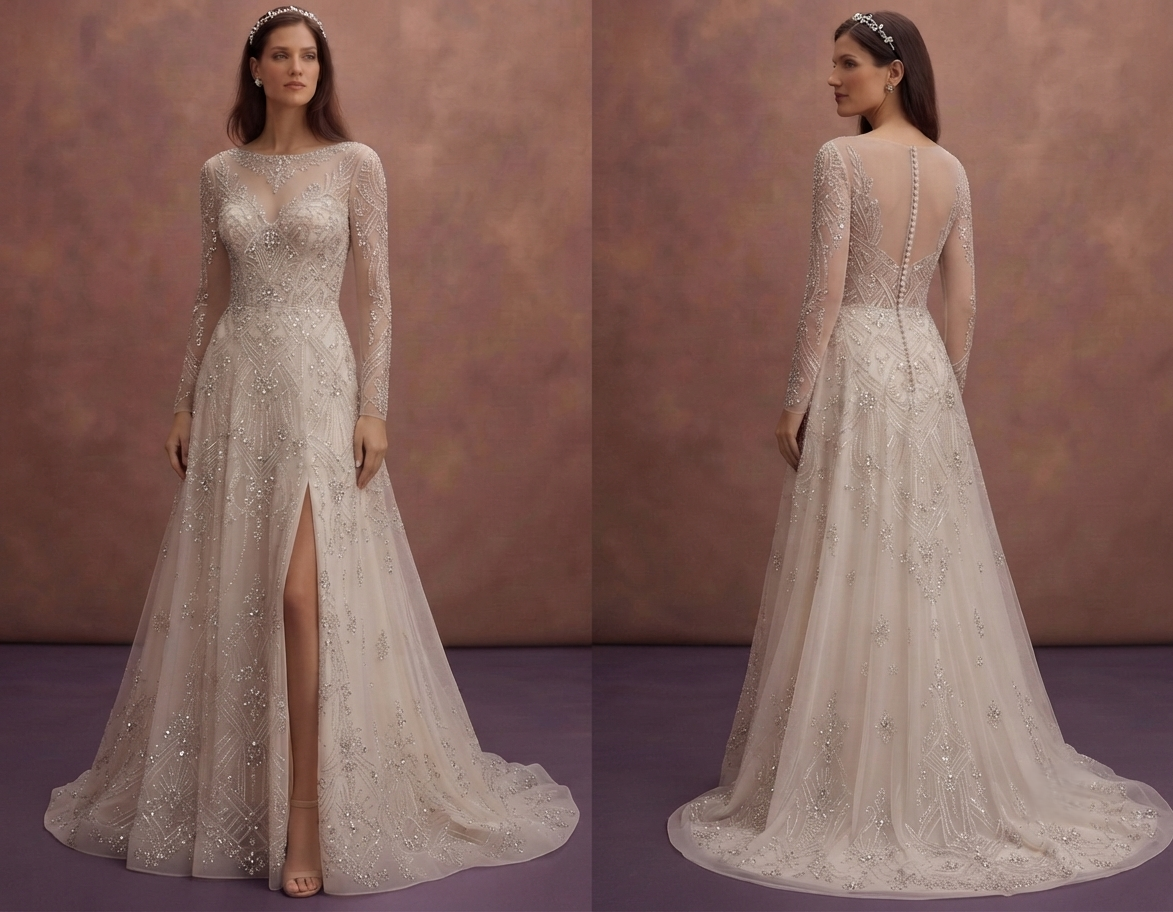 Crystal Embroidered Wedding Dresses with Luxury Sparkle