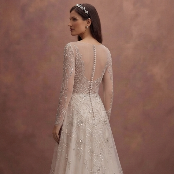 Crystal Embroidered Wedding Dresses with Luxury Sparkle