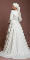 Curvy Hijab Bridal Wedding Dress Elegant Modest Style Muslim