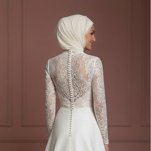 Custom Made Hijab Wedding Dress Tailored Bridal Muslim