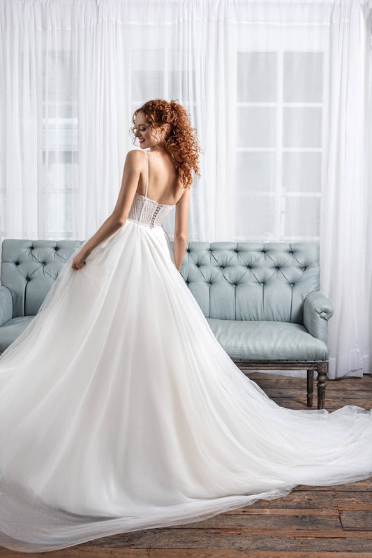 Strapless A-Line Wedding Dress with Sweetheart Neckline & Flattering Natural Waistline