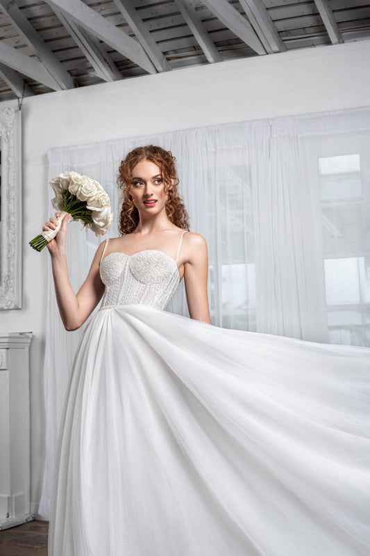 Strapless A-Line Wedding Dress with Sweetheart Neckline & Flattering Natural Waistline