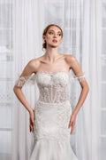 Stunning Off-Shoulder Mermaid Wedding Dress with Sweetheart Neckline & Flattering Natural Waistline