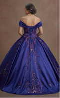 Deep Purple Quinceañera Gown in Royal Satin Fabric