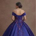 Deep Purple Quinceañera Gown in Royal Satin Fabric