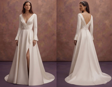 Deep V Satin Wedding Dresses with Contemporary Flair