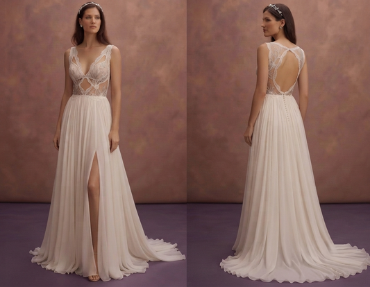 Desert Wedding Dresses with Lightweight Chiffon