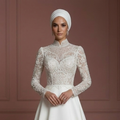 Designer Inspired Hijab Wedding Dress Luxury Modest Bridal Muslim