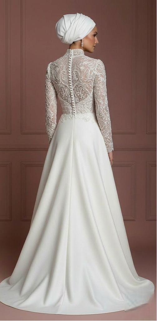 Designer Inspired Hijab Wedding Dress Luxury Modest Bridal Muslim