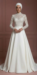 Designer Inspired Hijab Wedding Dress Luxury Modest Bridal Muslim