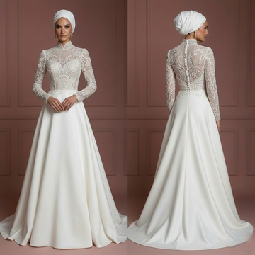 Designer Inspired Hijab Wedding Dress Luxury Modest Bridal Muslim