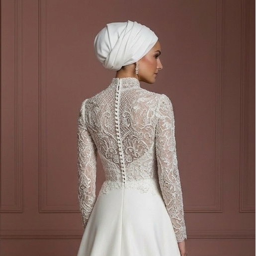 Designer Inspired Hijab Wedding Dress Luxury Modest Bridal Muslim