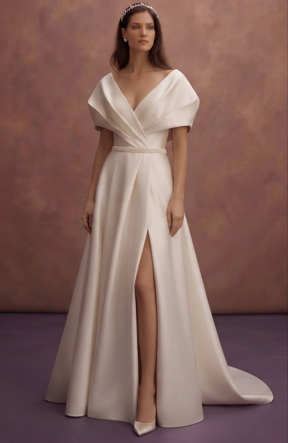 Designer Satin Bridal Dresses with Modern Tailoring