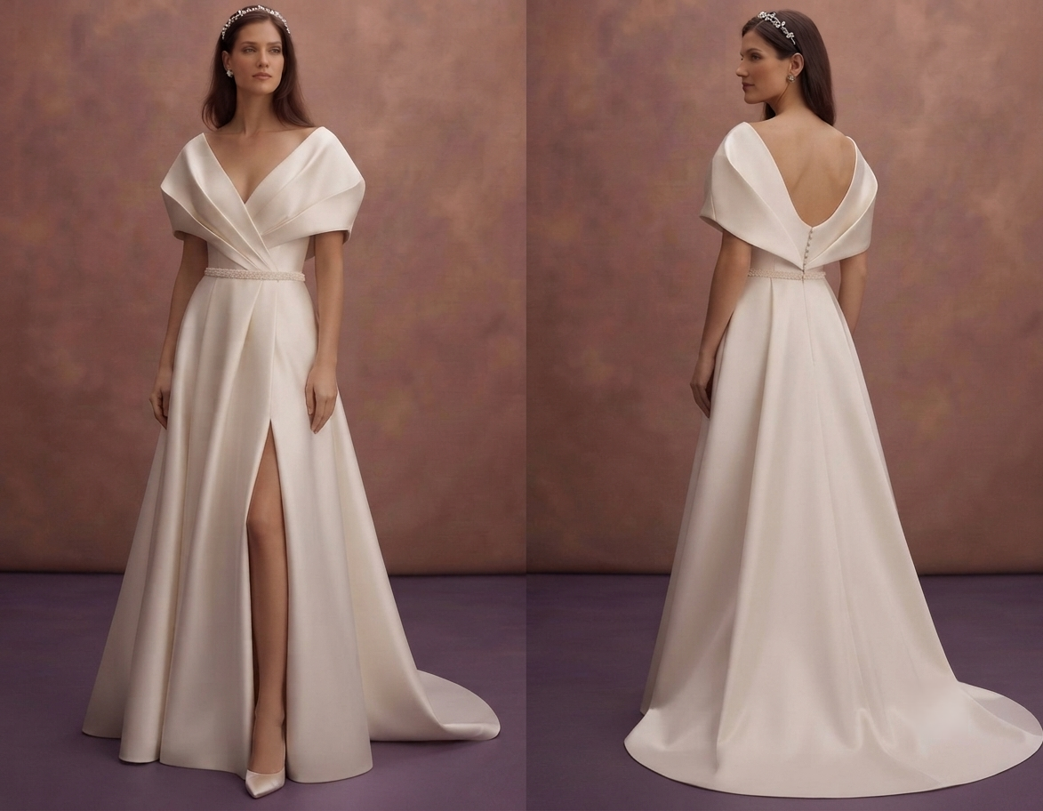 Designer Satin Bridal Dresses with Modern Tailoring