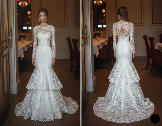 Designer Wedding Dress Boutique Silk Long Hand Stitched Luxury