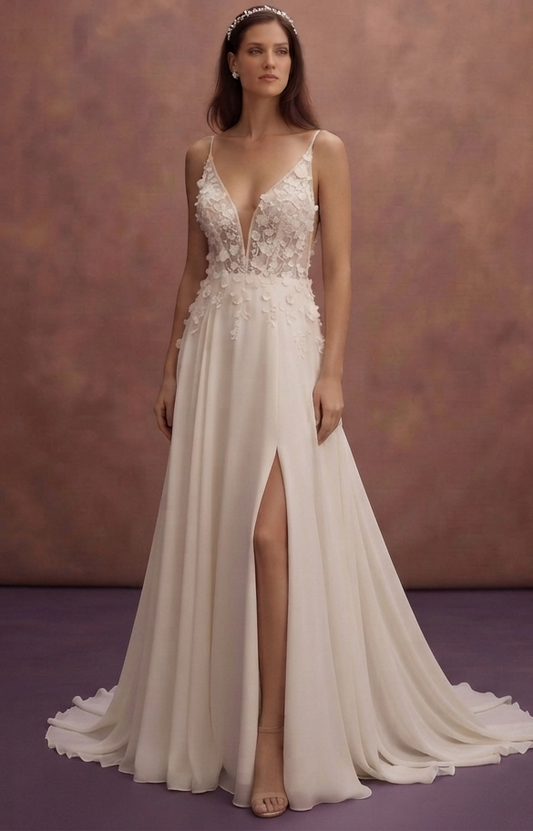 Destination Wedding Dresses with Lightweight Silk Crepe