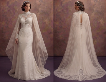 Detachable Cape Wedding Dresses with Dramatic Elegance