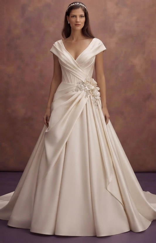 Draped Satin Wedding Dresses with Elegant Bodices