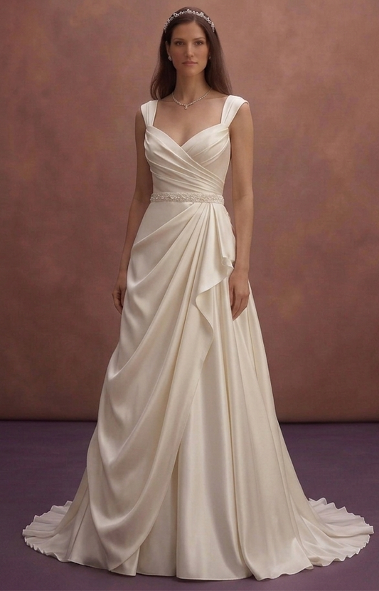 Draped Satin Wedding Dresses with Luxurious Appeal