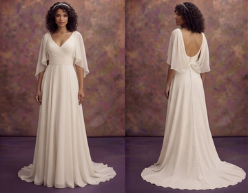 Draped Sleeve Wedding Dresses with Soft Elegance