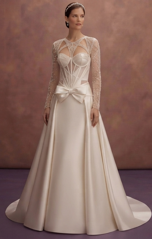 Drop Waist Satin Wedding Dresses with Fashion-Forward Style