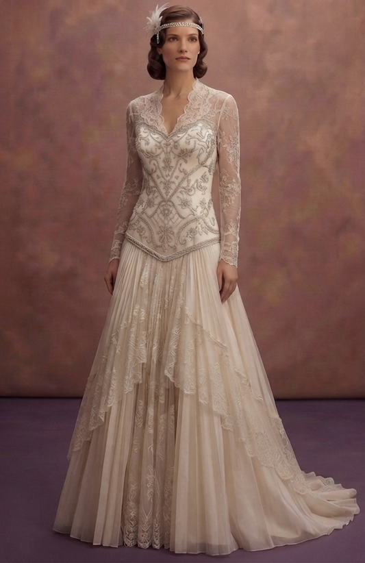 Drop Waist Wedding Dresses with Vintage Inspiration