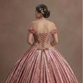 Dusty Rose Pink Quinceañera Dress in Vintage Velvet