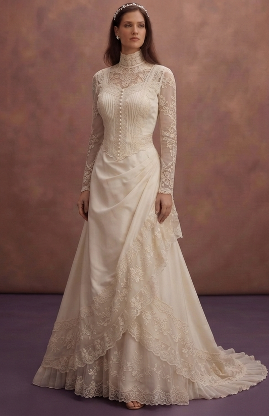 Edwardian Wedding Dresses with Delicate Lace Details
