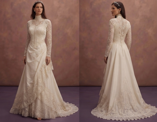 Edwardian Wedding Dresses with Delicate Lace Details