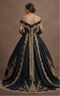Elegant Black Quinceañera Dress Gold Lace Fabric Trim