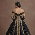 Elegant Black Quinceañera Dress Gold Lace Fabric Trim