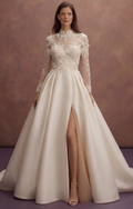 Elegant Bridal Dresses with Cathedral Lace Trains