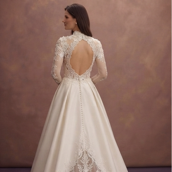 Elegant Bridal Dresses with Cathedral Lace Trains