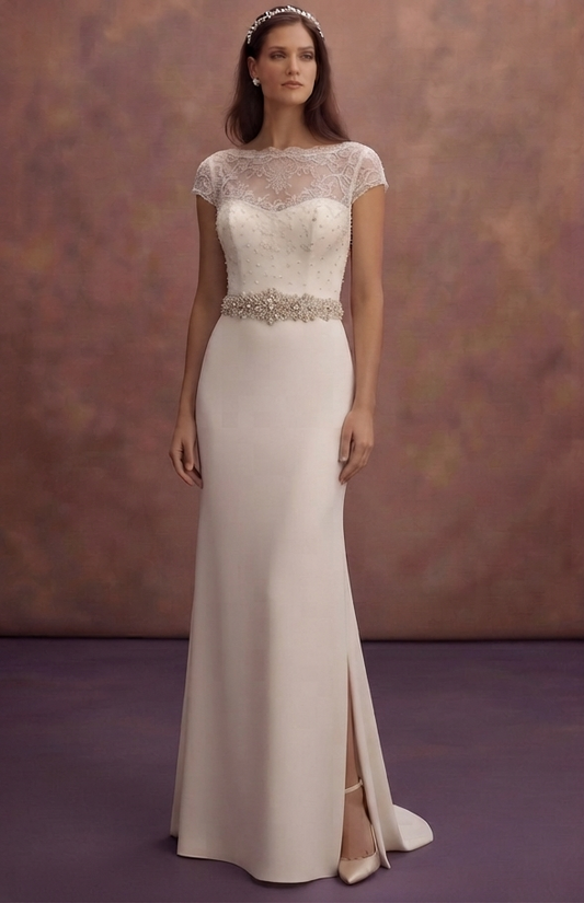 Elegant Bridal Dresses with Crystal Belt Details