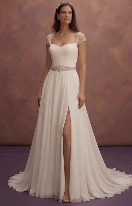 Elegant Bridal Dresses with Crystal Waist Belts