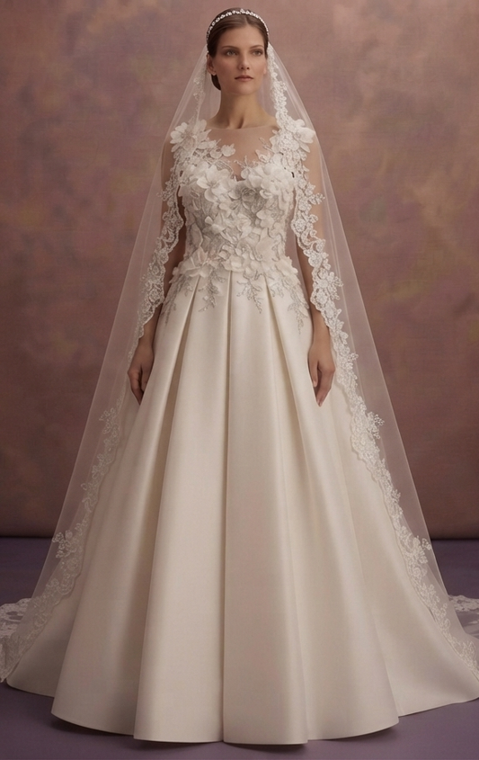 Elegant Bridal Dresses with Flowing Cathedral Veils